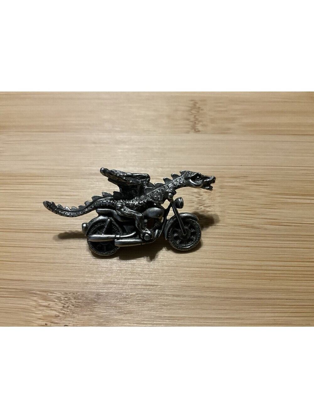 Mark Elliott Schwabe 1990’s Dragon On A Motorcycle, Pewter Lapel Pin